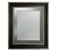 FRAMES BY POST Scandi Black & Distressed Silver Picture Photo Frame with Silver Mount 24 x 20 Image Size 20 x 16