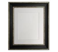 FRAMES BY POST Scandi Black & Distressed Silver Picture Photo Frame with White Mount 14 x 11 Image Size 10 x 8