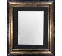 FRAMES BY POST Scandi Black & Gold Picture Photo Frame with Black Mount 6 x 4 Image Size 4 x 3