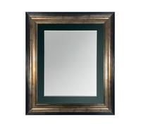 FRAMES BY POST Scandi Black & Gold Picture Photo Frame with Dark Green Mount 18 x 14 Image Size 14 x 11