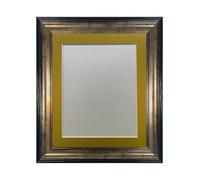 FRAMES BY POST Scandi Black & Gold Picture Photo Frame with Gold Mount 20 x 16 Image Size 40 x 30 cm
