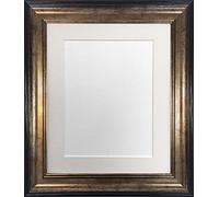 FRAMES BY POST Scandi Black & Gold Picture Photo Frame with Ivory Mount 6 x 4 Image Size 4 x 3