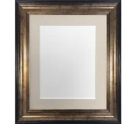 FRAMES BY POST Scandi Black & Gold Picture Photo Frame with Light Grey Mount 40 x 40 cm Image Size 12 x 12
