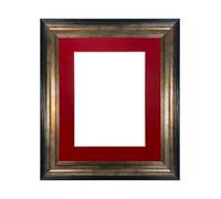 FRAMES BY POST Scandi Black & Gold Picture Photo Frame with Red Mount 6 x 4 Image Size 4 x 3