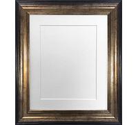 FRAMES BY POST Scandi Black & Gold Picture Photo Frame with White Mount 6 x 4 Image Size 4 x 3