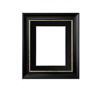 FRAMES BY POST Scandi Black with Crackle Gold Picture Photo Frame with Black Mount 30 x 30 cm Image Size 8 x 8 Inch