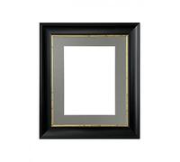 FRAMES BY POST Scandi Black with Crackle Gold Picture Photo Frame with Dark Grey Mount A3 Image Size A4 Plastic Glass