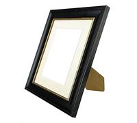 FRAMES BY POST Scandi Black with Crackle Gold Picture Photo Frame with Ivory Mount 10 x 8 Inch Image Size A5