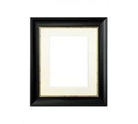 FRAMES BY POST Scandi Black with Crackle Gold Picture Photo Frame with Ivory Mount 50 x 40 cm Image Size A3 Plastic Glass