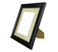FRAMES BY POST Scandi Black with Crackle Gold Picture Photo Frame with Light Grey Mount 14 x 11 Image Size A4