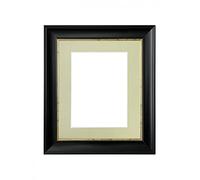 FRAMES BY POST Scandi Black with Crackle Gold Picture Photo Frame with Light Grey Mount A3 Image Size A4 Plastic Glass