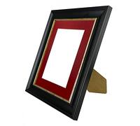 FRAMES BY POST Scandi Black with Crackle Gold Picture Photo Frame with Red Mount 14 x 11 Image Size A4