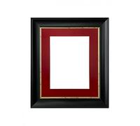 FRAMES BY POST Scandi Black with Crackle Gold Picture Photo Frame with Red Mount A2 Image Size A3 Plastic Glass