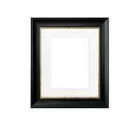 FRAMES BY POST Scandi Black with Crackle Gold Picture Photo Frame with White Mount A3 Image Size A4 Plastic Glass
