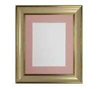 FRAMES BY POST Scandi Cream & Gold Picture Photo Frame with Pink Mount 6 x 4 Image Size 4.5 x 2.5