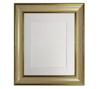 Frames By Post Scandi Cream & Gold Picture Photo Frame With White Mount 24 X 18 Image Size 18 X 12