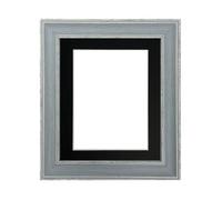 Frames By Post Scandi Distressed Blue Frame With Black Mount For Image Size 40 X 30 Cm