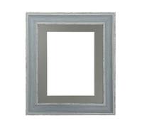 Frames By Post Scandi Distressed Blue Frame With Dark Grey Mount For Image Size 40 X 30 Cm