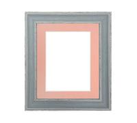 Frames By Post Scandi Distressed Blue Frame With Pink Mount For Image Size 40 X 30 Cm