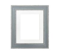 Frames By Post Scandi Distressed Blue Frame With White Mount For Image Size 40 X 30 Cm