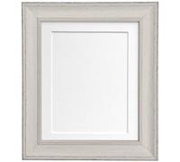 FRAMES BY POST Scandi Distressed Pale Grey Picture Photo frame with White Mount and Backing Board 20 x 16 For Image Size 16 x 12 inch