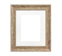 Frames By Post Scandi Distressed Wood Frame With White Mount For Image Size 40 X 30 Cm