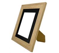 FRAMES BY POST Scandi Oak Picture Photo Frame with Black Mount 10 x 10 Image Size 8 x 8 Inch