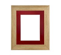 FRAMES BY POST Scandi Oak Picture Photo Frame with Red Mount 20 x 16 Inch Image Size A3 Plastic Glass