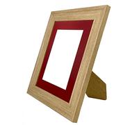 FRAMES BY POST Scandi Oak Picture Photo Frame with Red Mount 9 x 7 Image Size 7 x 5 Inch