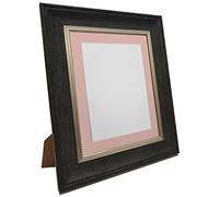 FRAMES BY POST Scandi Vintage Picture Photo Frame, Recycled Plastic, Charcoal Grey with Pink Mount, 9 x 7 Image Size 6 x 4 Inch