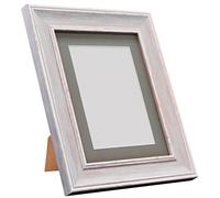 FRAMES BY POST Scandi Vintage Picture Photo Frame, Recycled Plastic, Distressed Blue with Dark Grey Mount, 20 x 16 Inch Image Size 40 x 30 cm