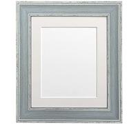 FRAMES BY POST Scandi Vintage Picture Photo Frame, Recycled Plastic, Distressed Blue with Ivory Mount, 6 x 4 Image Size 4.5 x 2.5 Inch