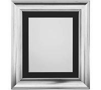 FRAMES BY POST Scandi Vintage Silver Picture Photo Frame with Black Mount 40 x 50 cm For Image size 16 x 12 Inch