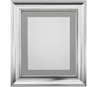 FRAMES BY POST Scandi Vintage Silver Picture Photo Frame with Dark Grey Mount 16 x 12 For Image size 12 x 8 Inch