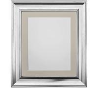 FRAMES BY POST Scandi Vintage Silver Picture Photo Frame with Light Grey Mount 8 x 6 For Image size 6 x 4 Inch