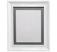 FRAMES BY POST Scandi Vintage White Picture Photo Frame with Dark Grey mount 16 x 12 For Image size 12 x 8