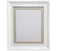 FRAMES BY POST Scandi Vintage White Picture Photo Frame with Light Grey mount 50 x 70 cm For Image size 24 x 16