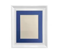 FRAMES BY POST Scandi White Picture Photo Frame with Oxford Blue Mount A3 Image Size A4