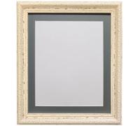 Frames By Post Shabby Chic Distressed Cream With Dark Grey Mount For Image Size 40 X 30 Cm