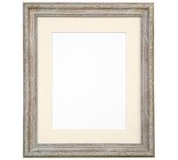 FRAMES BY POST Shabby Chic Distressed Wood Picture Photo Frame with Ivory Mount 50 x 70 cm Picture Size 24"x 16" (Plastic Glass)