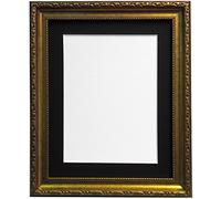 FRAMES BY POST Shabby Chic Gold Picture Photo Frame with Black Mount 20 x 16 For Image size A3 (Plastic Glass)