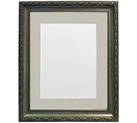 FRAMES BY POST Shabby Chic Picture Photo Frame, Plastic, Silver with Light Grey Mount, A4 Image Size 10 x 6 Inches