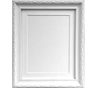 FRAMES BY POST Shabby Chic White Picture Photo Frame with White Mount 30 x 40 cm For Image size 12 x 10