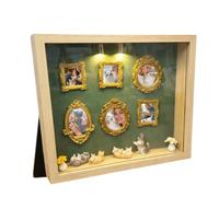 Frames DIY Desktop Decoration | Silhouette Box Frame Display Case for Collectors Home Office Dorm Living Room Bedroom Nursery Dressing Table Nightstand (Natural Wood)