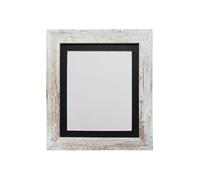 Frames & Mirrors 4U Metro Distressed White Frame with Black Mount for Image Size 40 x 30 CM Frames & Mirrors 4U White 40 x 30 CM
