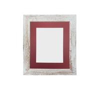 Frames & Mirrors 4U Metro Distressed White Frame with Red Mount for Image Size 14 x 11 Inch Frames & Mirrors 4U White