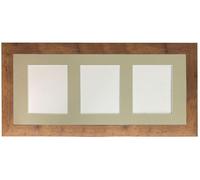 Frames & Mirrors 4U Metro Vintage Wood Frame with Light Grey Mount for 3 Image Sizes 7 x 5 Inch in Walnut Frames & Mirrors 4U Walnut