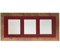Frames & Mirrors 4U Metro Vintage Wood Frame with Red Mount for 3 Image Sizes 7 x 5 Inch in Walnut Frames & Mirrors 4U Walnut