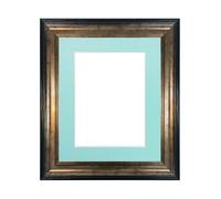 Frames & Mirrors 4U Scandi Black & Gold Frame with Blue Mount for Image Size 10 x 4 Inch Frames & Mirrors 4U Black