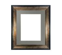 Frames & Mirrors 4U Scandi Black & Gold Frame with Dark Grey Mount for Image Size 10 x 8 Inch Frames & Mirrors 4U Black